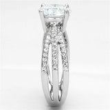 3W478 - Rhodium Brass Ring with AAA Grade CZ in Clear - Alamode - Flyclothing LLC