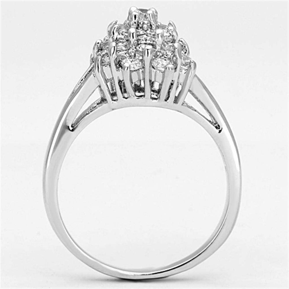 3W479 - Rhodium Brass Ring with AAA Grade CZ in Clear - Alamode - Flyclothing LLC
