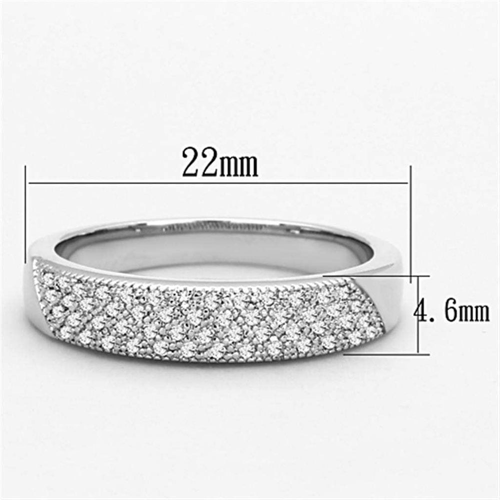 3W482 - Rhodium Brass Ring with AAA Grade CZ in Clear - Alamode - Flyclothing LLC