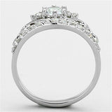 3W483 - Rhodium Brass Ring with Top Grade Crystal in Clear - Alamode - Flyclothing LLC