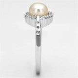 3W487 - Rhodium Brass Ring with Synthetic Pearl in White - Alamode - Flyclothing LLC