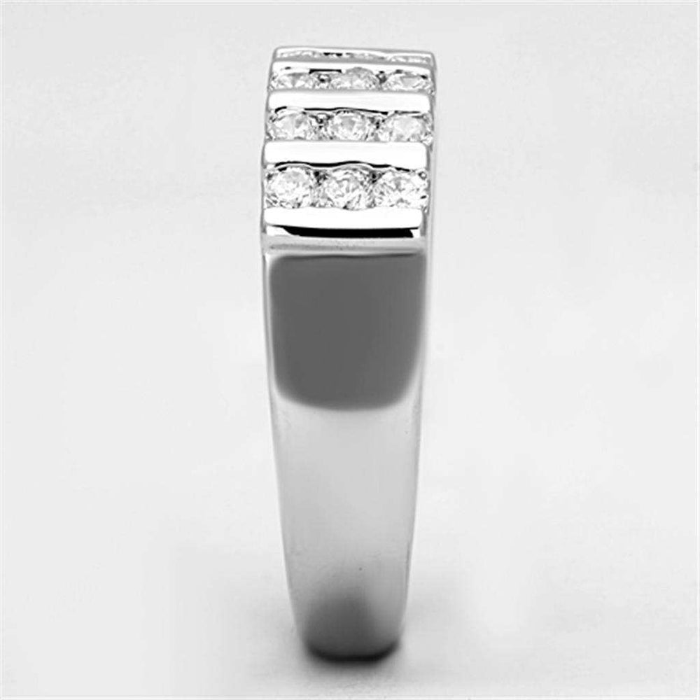 3W488 - Rhodium Brass Ring with AAA Grade CZ in Clear - Alamode - Flyclothing LLC