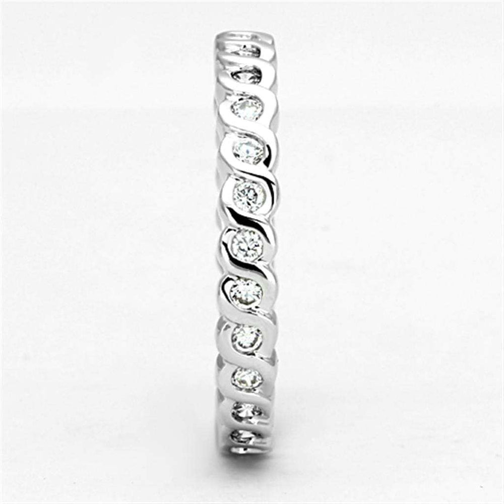 3W489 - Rhodium Brass Ring with AAA Grade CZ in Clear - Alamode - Flyclothing LLC