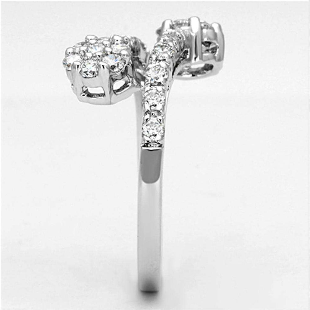 3W490 - Rhodium Brass Ring with AAA Grade CZ in Clear - Alamode - Flyclothing LLC