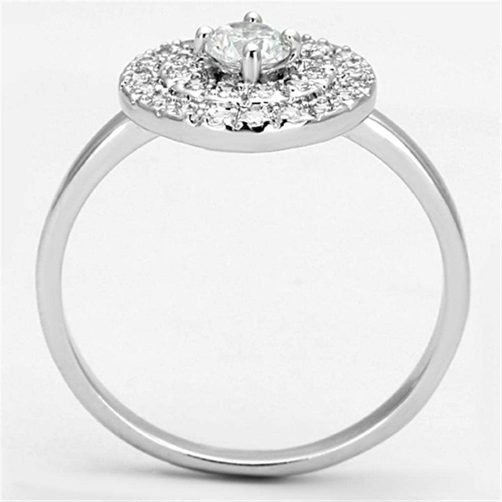 3W493 - Rhodium Brass Ring with AAA Grade CZ in Clear - Alamode - Flyclothing LLC