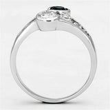 3W494 - Rhodium Brass Ring with Synthetic Synthetic Glass in Sapphire - Alamode - Flyclothing LLC