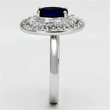 3W495 - Rhodium Brass Ring with Synthetic Synthetic Glass in Sapphire - Alamode - Flyclothing LLC