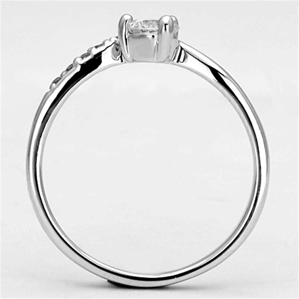3W497 - Rhodium Brass Ring with AAA Grade CZ in Clear - Alamode - Flyclothing LLC