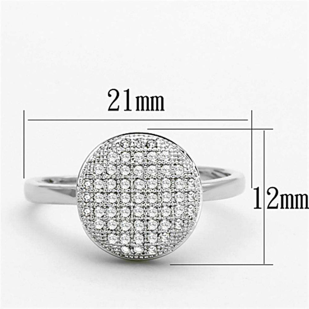 3W502 - Rhodium Brass Ring with AAA Grade CZ in Clear - Alamode - Flyclothing LLC