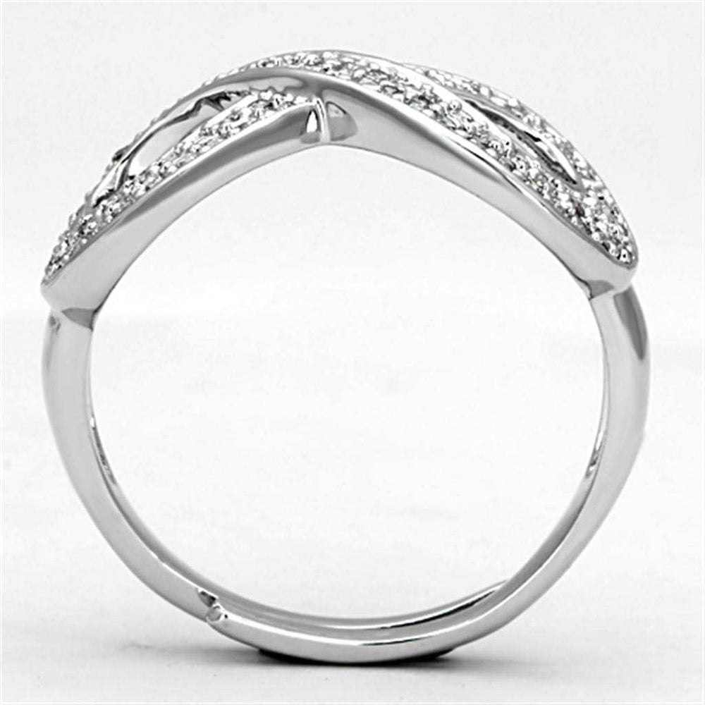 3W503 - Rhodium Brass Ring with AAA Grade CZ in Clear - Alamode - Flyclothing LLC