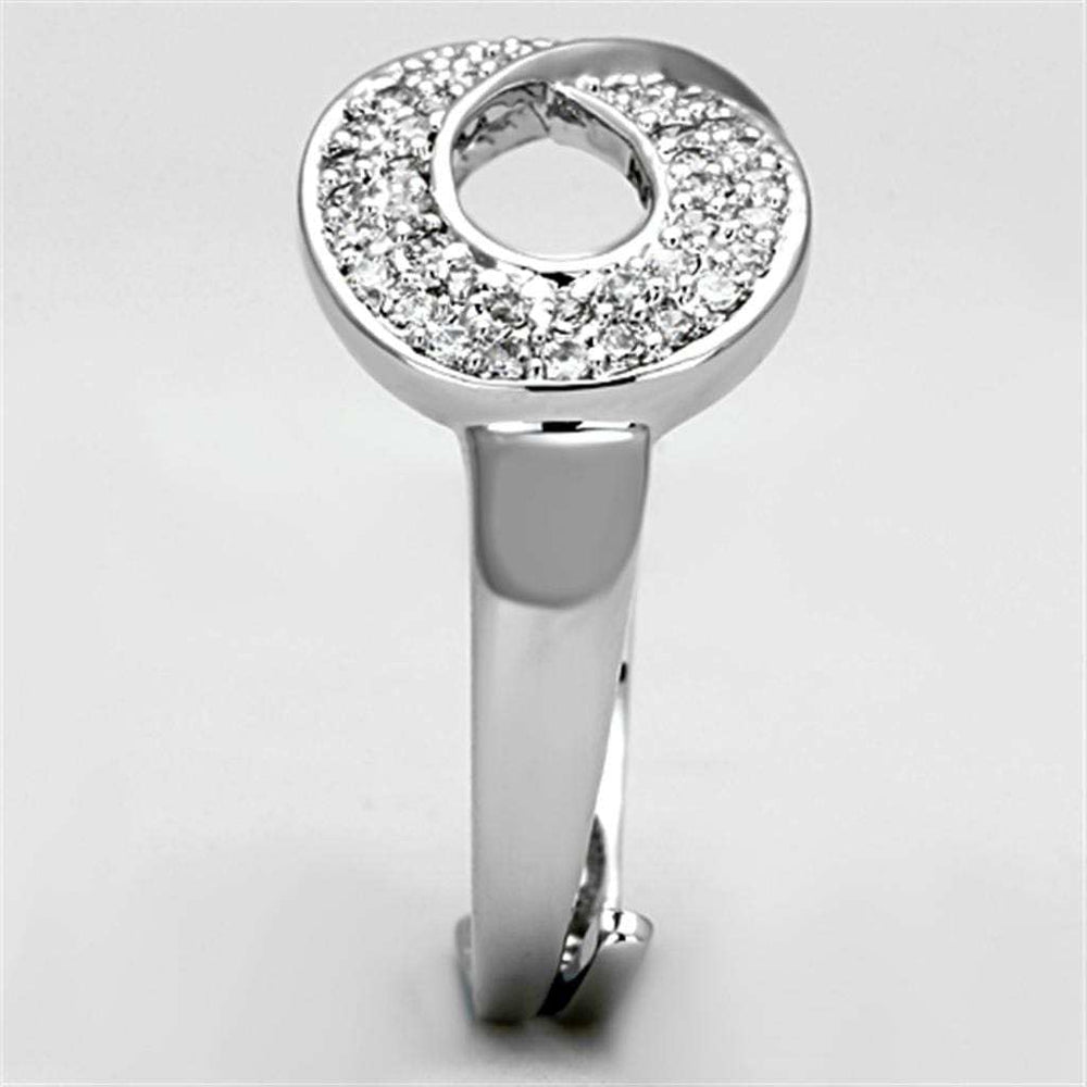 3W503 - Rhodium Brass Ring with AAA Grade CZ in Clear - Alamode - Flyclothing LLC