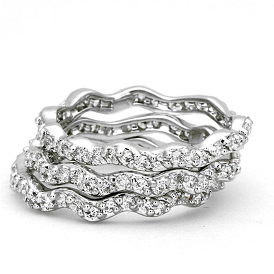 3W508 - Rhodium Brass Ring with AAA Grade CZ in Clear - Alamode - Flyclothing LLC