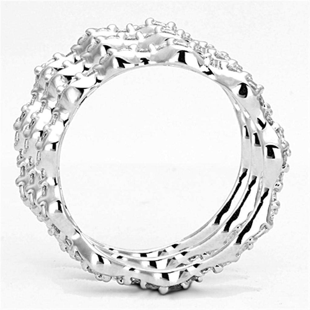 3W508 - Rhodium Brass Ring with AAA Grade CZ in Clear - Alamode - Flyclothing LLC