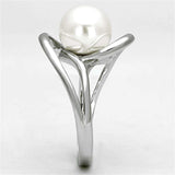 3W512 - Rhodium Brass Ring with Synthetic Pearl in White - Alamode - Flyclothing LLC