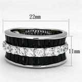 3W513 - Rhodium Brass Ring with AAA Grade CZ in Black Diamond - Alamode - Flyclothing LLC