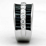 3W513 - Rhodium Brass Ring with AAA Grade CZ in Black Diamond - Alamode - Flyclothing LLC