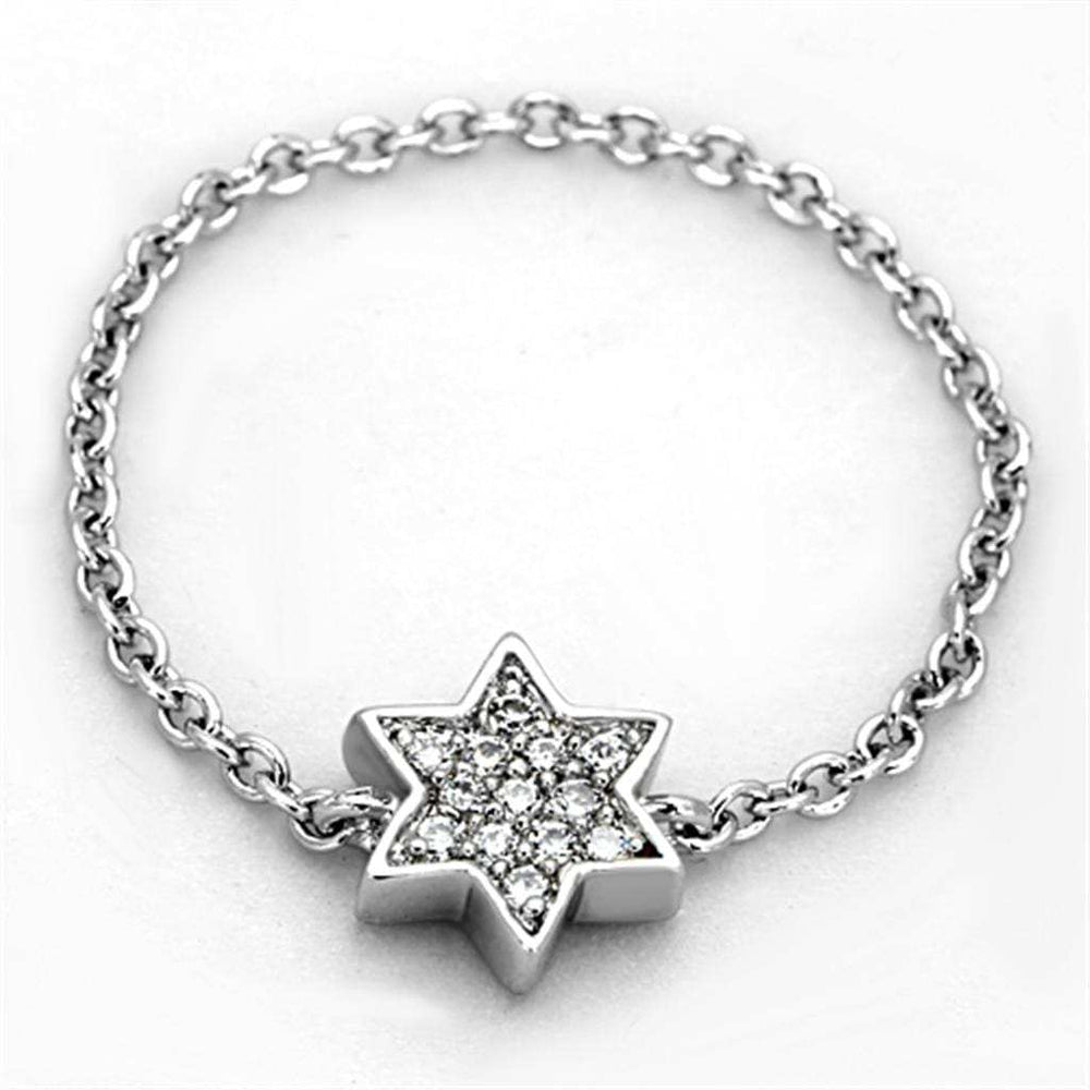 3W517 - Rhodium Brass Ring with AAA Grade CZ in Clear - Alamode - Flyclothing LLC