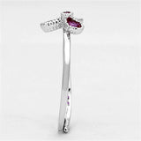 3W521 - Rhodium Brass Ring with Synthetic Corundum in Ruby - Alamode - Flyclothing LLC