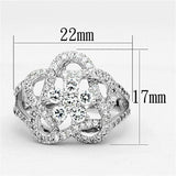 3W523 - Rhodium Brass Ring with AAA Grade CZ in Clear - Alamode - Flyclothing LLC