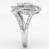 3W523 - Rhodium Brass Ring with AAA Grade CZ in Clear - Alamode - Flyclothing LLC