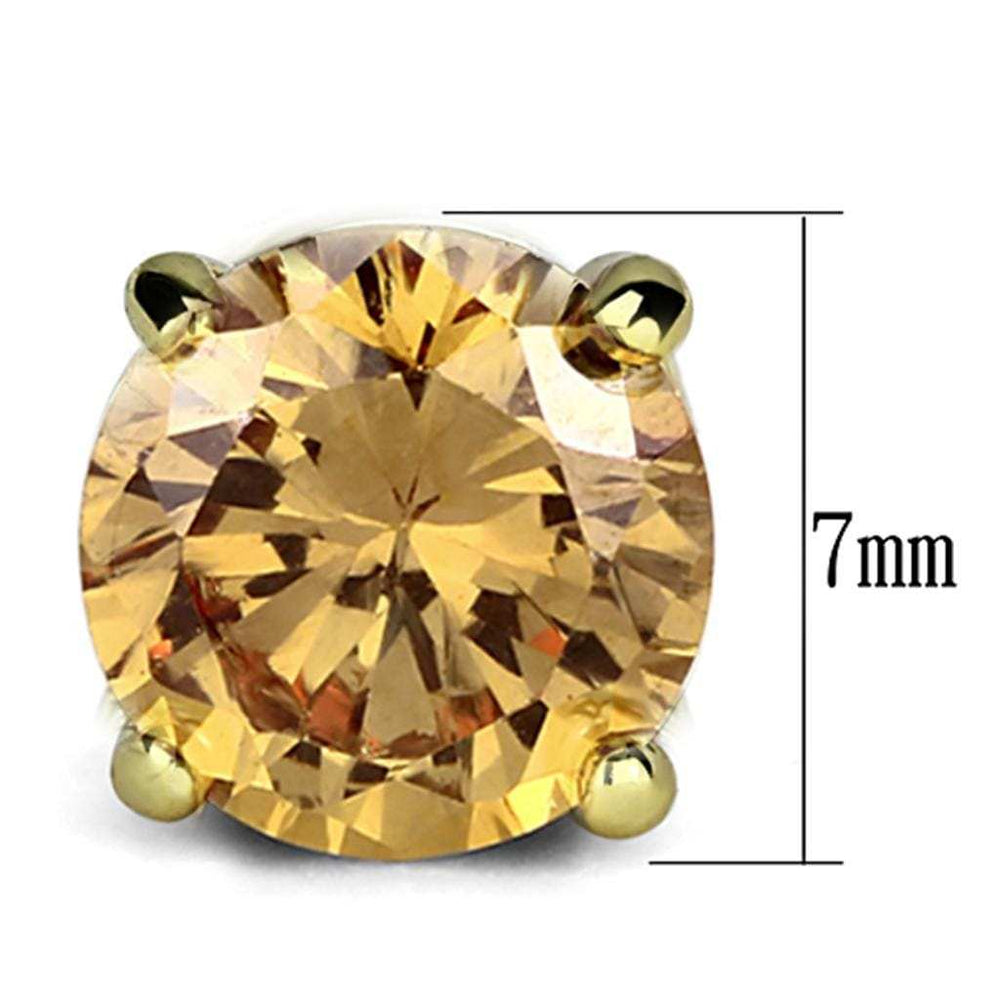 3W547 - Gold Brass Earrings with AAA Grade CZ in Champagne - Alamode - Flyclothing LLC