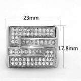3W562 - Rhodium Brass Ring with AAA Grade CZ in Clear - Alamode - Flyclothing LLC