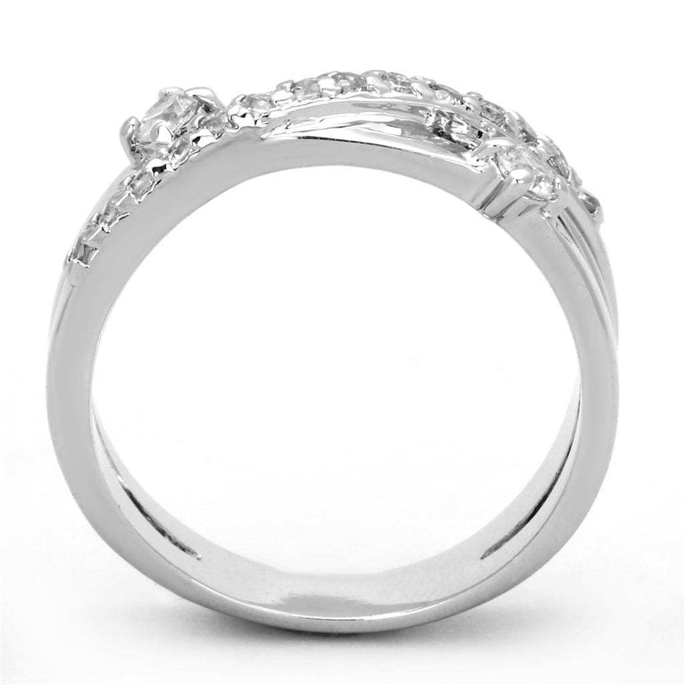 3W565 - Rhodium Brass Ring with AAA Grade CZ in Clear - Alamode - Flyclothing LLC