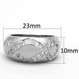 3W582 - Rhodium Brass Ring with AAA Grade CZ in Clear - Alamode - Flyclothing LLC