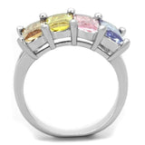Dana Cocktail Ring - Rhodium Brass, AAA CZ , Multi Color - 3W583 - Alamode - Flyclothing LLC