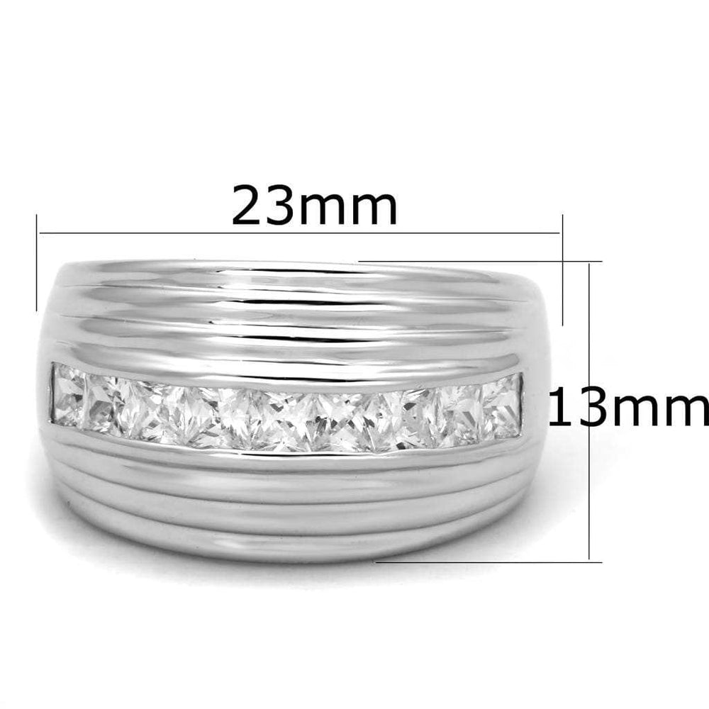 3W588 - Rhodium Brass Ring with AAA Grade CZ in Clear - Alamode - Flyclothing LLC