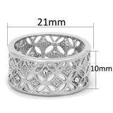 3W590 - Rhodium Brass Ring with Top Grade Crystal in Clear - Alamode - Flyclothing LLC