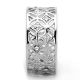 3W590 - Rhodium Brass Ring with Top Grade Crystal in Clear - Alamode - Flyclothing LLC