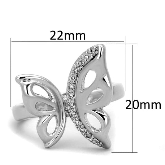 3W592 - Rhodium Brass Ring with AAA Grade CZ in Clear - Alamode - Flyclothing LLC