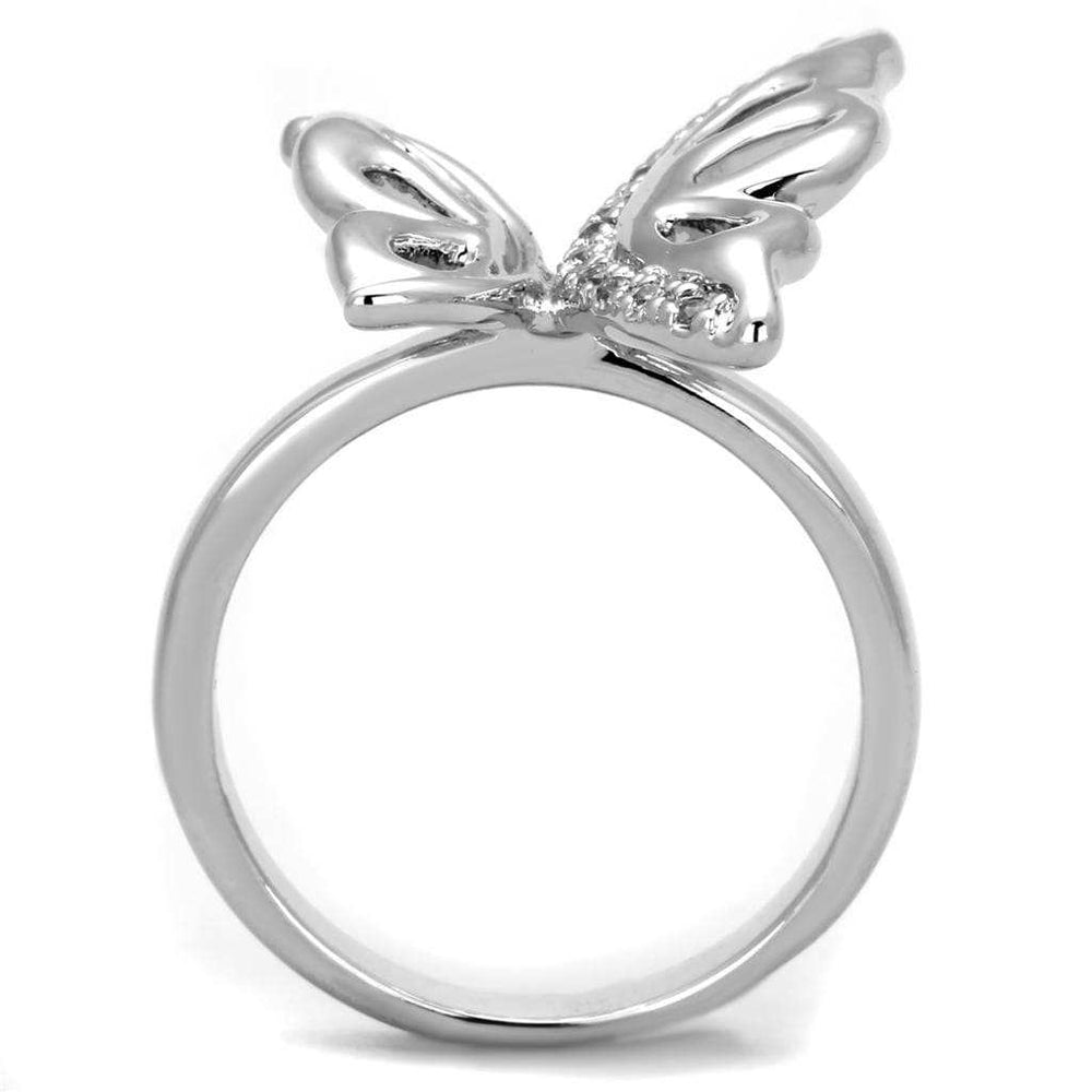 3W592 - Rhodium Brass Ring with AAA Grade CZ in Clear - Alamode - Flyclothing LLC