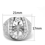 3W595 - Rhodium Brass Ring with AAA Grade CZ in Clear - Alamode - Flyclothing LLC