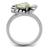 3W598 - Rhodium Brass Ring with AAA Grade CZ in Citrine Yellow - Alamode - Flyclothing LLC