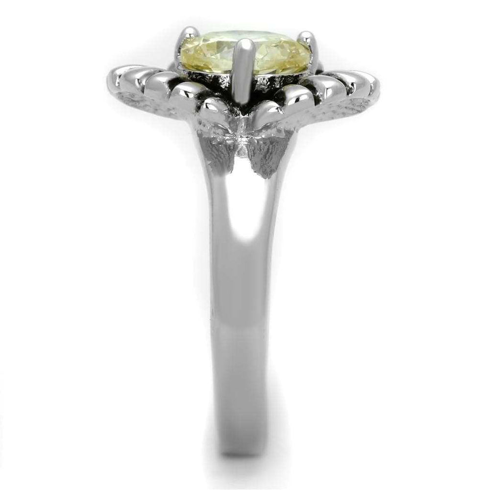3W598 - Rhodium Brass Ring with AAA Grade CZ in Citrine Yellow - Alamode - Flyclothing LLC