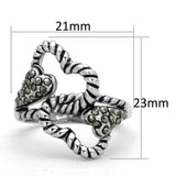 3W608 - Rhodium Brass Ring with Synthetic Marcasite in Black Diamond - Alamode - Flyclothing LLC