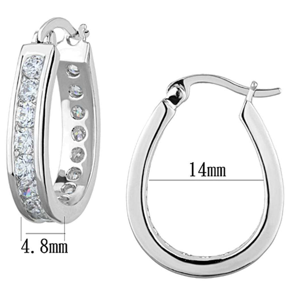 3W625 - Rhodium Brass Earrings with AAA Grade CZ in Clear - Alamode - Flyclothing LLC