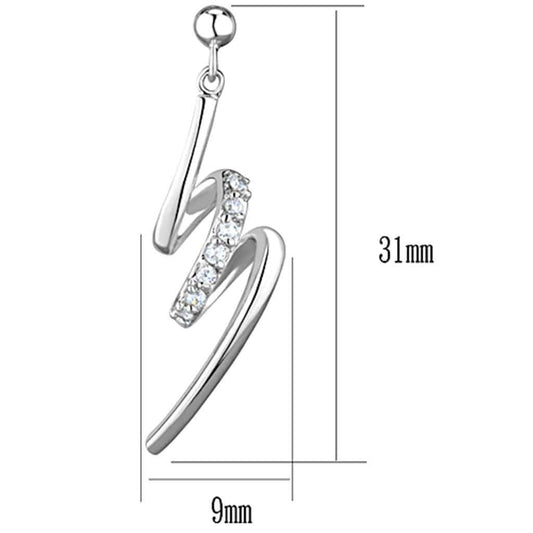 3W632 - Rhodium Brass Earrings with AAA Grade CZ in Clear - Alamode - Flyclothing LLC