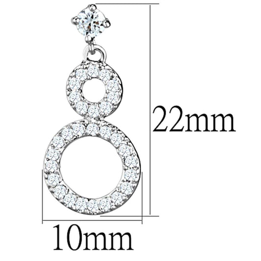 3W639 - Rhodium Brass Earrings with AAA Grade CZ in Clear - Alamode - Flyclothing LLC