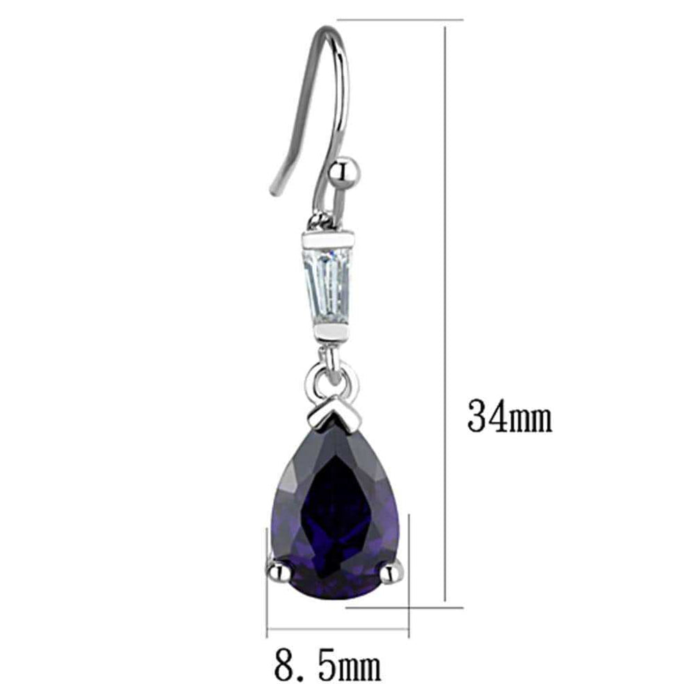 3W648 - Rhodium Brass Earrings with AAA Grade CZ in Amethyst - Alamode - Flyclothing LLC