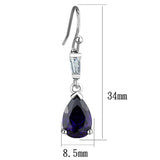 3W648 - Rhodium Brass Earrings with AAA Grade CZ in Amethyst - Alamode - Flyclothing LLC