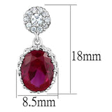 3W653 - Rhodium Brass Earrings with AAA Grade CZ in Ruby - Alamode - Flyclothing LLC