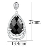 3W658 - Rhodium Brass Earrings with AAA Grade CZ in Jet - Alamode - Flyclothing LLC