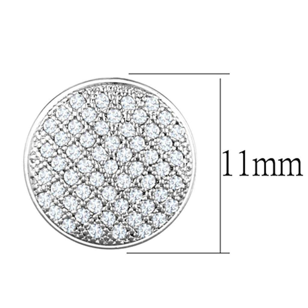 3W666 - Rhodium Brass Earrings with AAA Grade CZ in Clear - Alamode - Flyclothing LLC