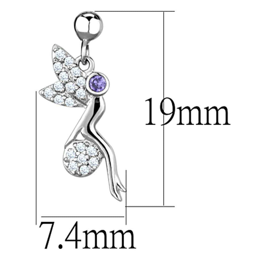 3W670 - Rhodium Brass Earrings with AAA Grade CZ in Amethyst - Alamode - Flyclothing LLC