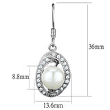 3W673 - Rhodium Brass Earrings with Synthetic Pearl in White - Alamode - Flyclothing LLC
