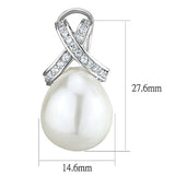 3W677 - Rhodium Brass Earrings with Synthetic Pearl in White - Alamode - Flyclothing LLC