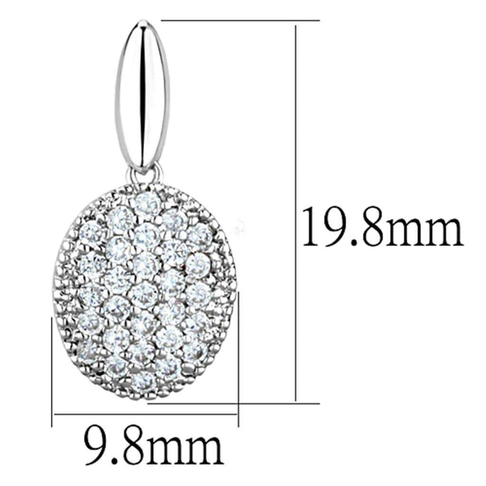 3W690 - Rhodium Brass Earrings with AAA Grade CZ in Clear - Alamode - Flyclothing LLC